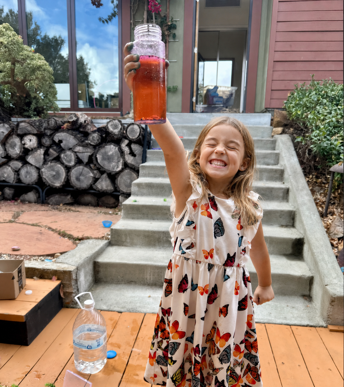 A finished sunset bottle, revisited at home after the mission.