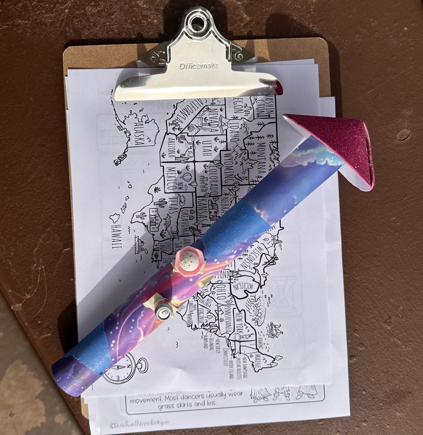 A rocket and state worksheet from the navigation activity.