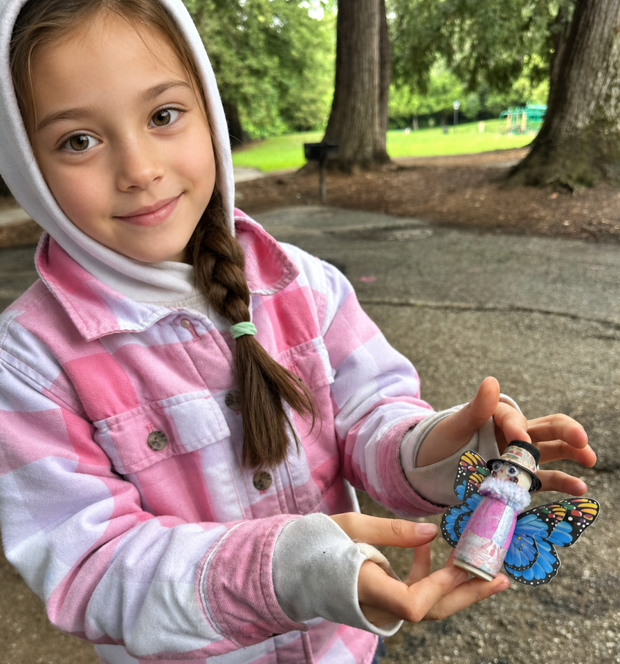 Showing a handmade character.