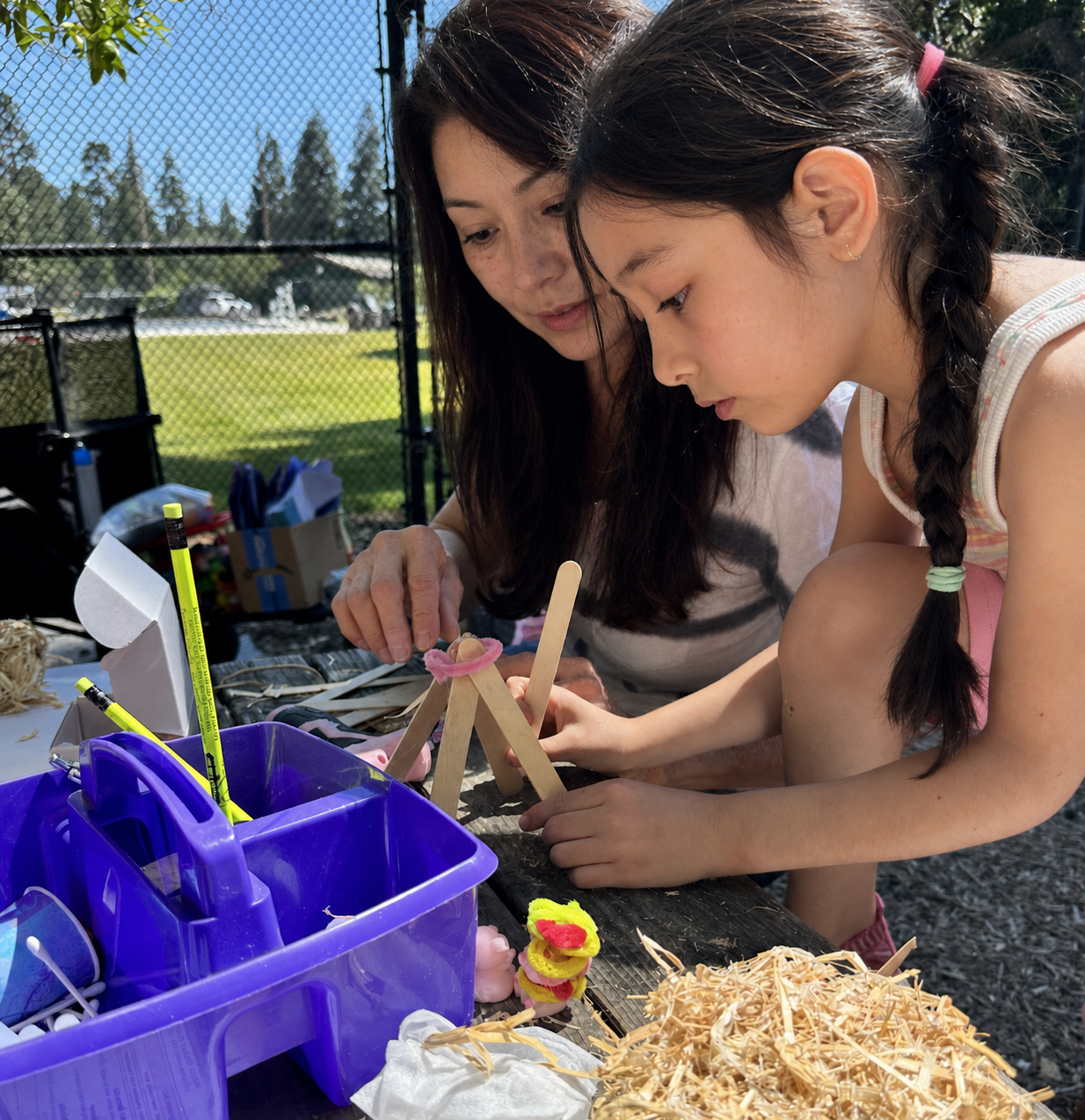 Building the small houses from different materials.